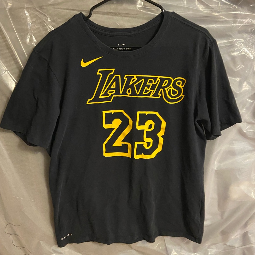 Nike Black Tee with Yellow Lakers Design- Lebron James